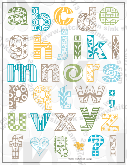 Decorative letters large lowercase clear stamps