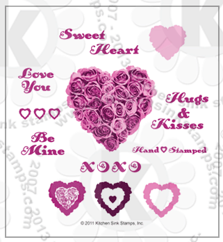 valentines day heart roses rubberstamps clear stamps
