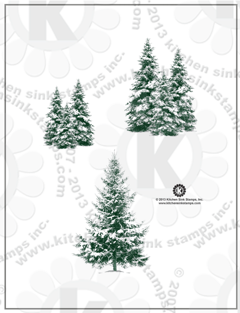 snowy pine trees rubberstamps clear stamps