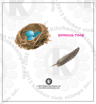 Spring Nest, bird eggs rubberstamps clear stamps