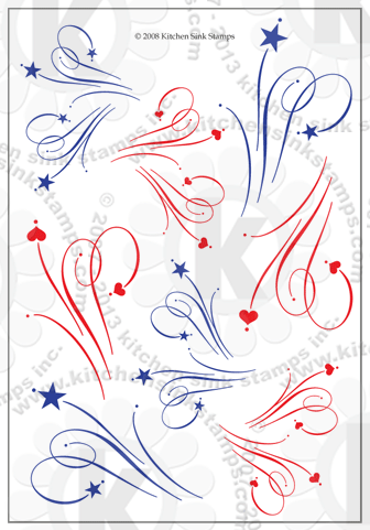 swirly hearts stars rubberstamps clear stamps