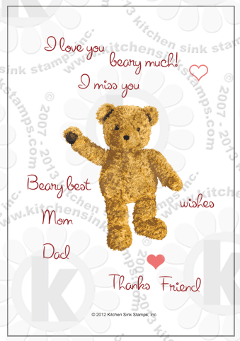 teddy bear happy rubberstamps clear stamps