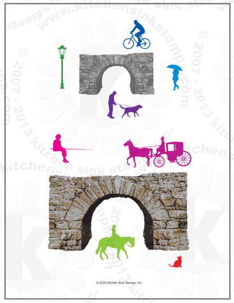 Village Stone Bridge rubberstamps clear stamps