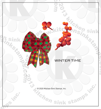 Winter Berries winterberries plaid bow rubberstamps clear stamps