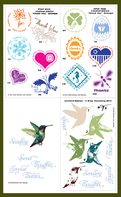 Thanks Humming Bird Multi Step Stamped Images Clear Layer example Kitchen Sink Stamps