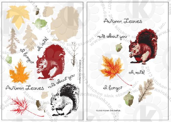Autumn Squirrel clear stamp maple leaf rubber stamps acorn clearstamps