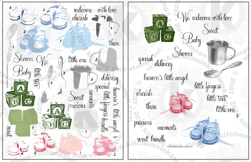 Baby clear stamps baby shoes cup spoon rubber stamps clearstamps