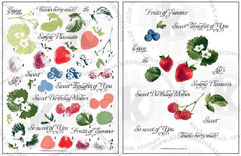 Berries strawberry blueberries berries rubber stamps clearstamps