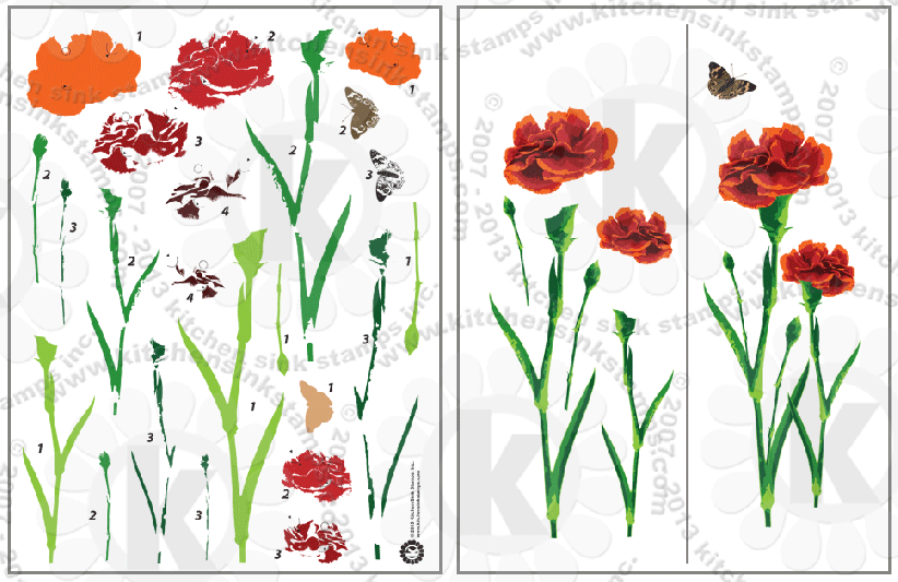 Carnations clear stamps flowers rubber stamps clearstamps