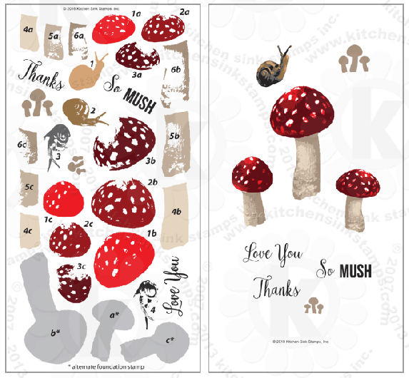 Forest Toadstool mushroom clear stamps rubber stamp clearstamps