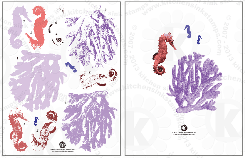 large coral and seahorse clear stamps flower rubber stamps clearstamps