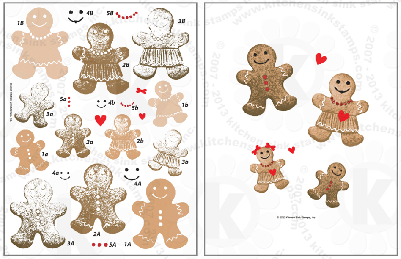 gingerbread family, dad, mom, kids, rubber stamps clearstamps