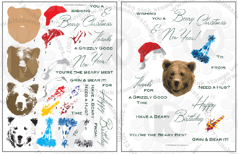 Grizzly Bear Birthday Christmas wishes clear stamps rubber stamp clearstamps