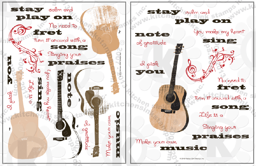 Guitar Music clear stamps rubber stamp clearstamps