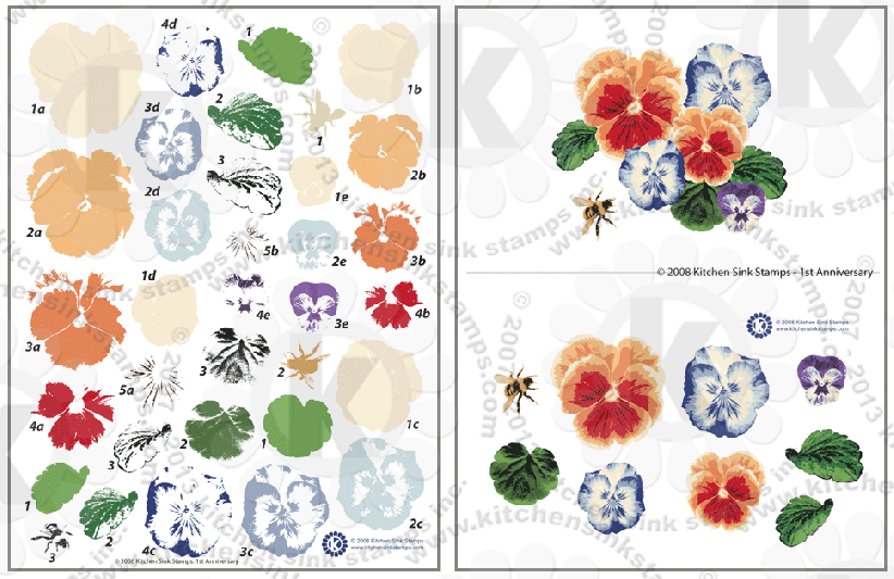 Pansy Flower Multi Step clear layered stamps