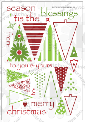 Playful Christmas TWO Clear Decorative Trees clear stamps rubberstamps clearstamps