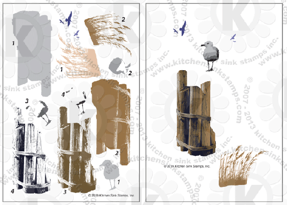 Seaside Seagull Mooring Poles Beach Grass clear stamps rubber stamp clearstamps