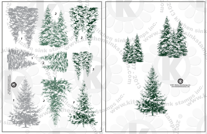 Snowy Pine Tree clear stamps snow rubber stamps clearstamps