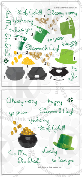 St Patricks 4 Ducky and Teddy pot of gold st patricks day rubber stamps clearstamps