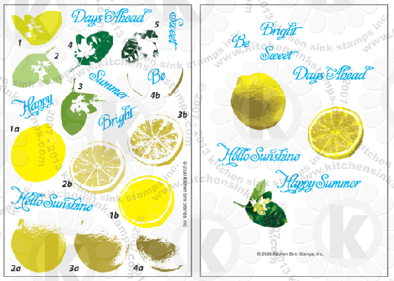Summer Lemons lemon slice leaves stamps clearstamps