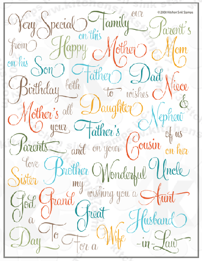 Whole Family Words Sentiments clear stamps rubberstamps mother father aunt uncle clearstamps