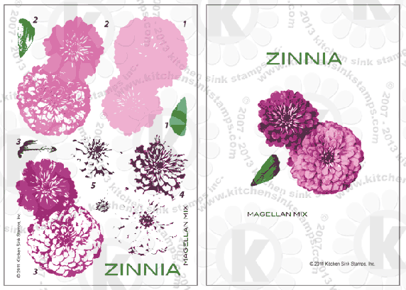 Zinnia clear stamps rubber stamp clearstamps flowers