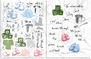 Baby clear stamps baby shoes cup spoon rubber stamps clearstamps