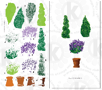 cypress topary, lavender mounds, terra cotta pot clear stamps rubber stamp clearstamps