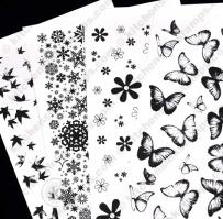 falling leaves, snowflakes, 60's flowers, butterflies, background, Digi laser printer download