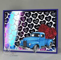 Conversation Hearts Masculine Truck Valentine card - from Kitchen Sink Stamps