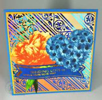 Blue Daisies Thinking of You European Tile Card - from Kitchen Sink Stamps