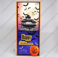 Bat and Haunted Mansion Card - from Kitchen Sink Stamps